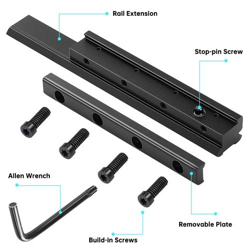 Bontok Dovetail to Picatinny Rail Adapter, 11mm Dovetail to 21mm Upgraded Build-in Locking Screws Picatinny Rail Low Profile Scope Mount Converter Base 3/8" to 7/8" Converter-14 Slots-Black-(1 Pack)