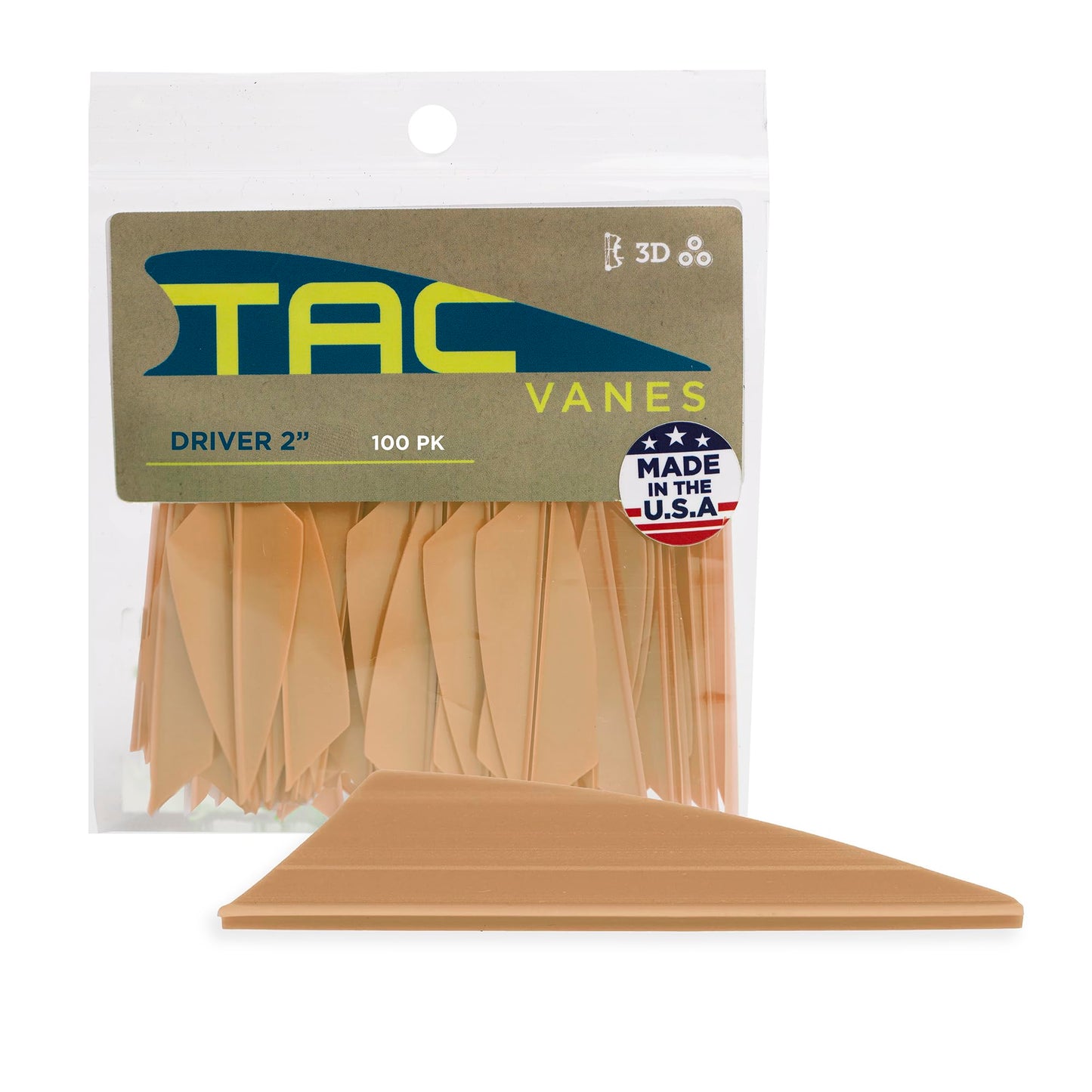 TAC Vanes 2" Driver Arrow Vanes | Archery Fletching for Compound & Crossbow | Durable, Lightweight, High Accuracy, Tan 100 Pack