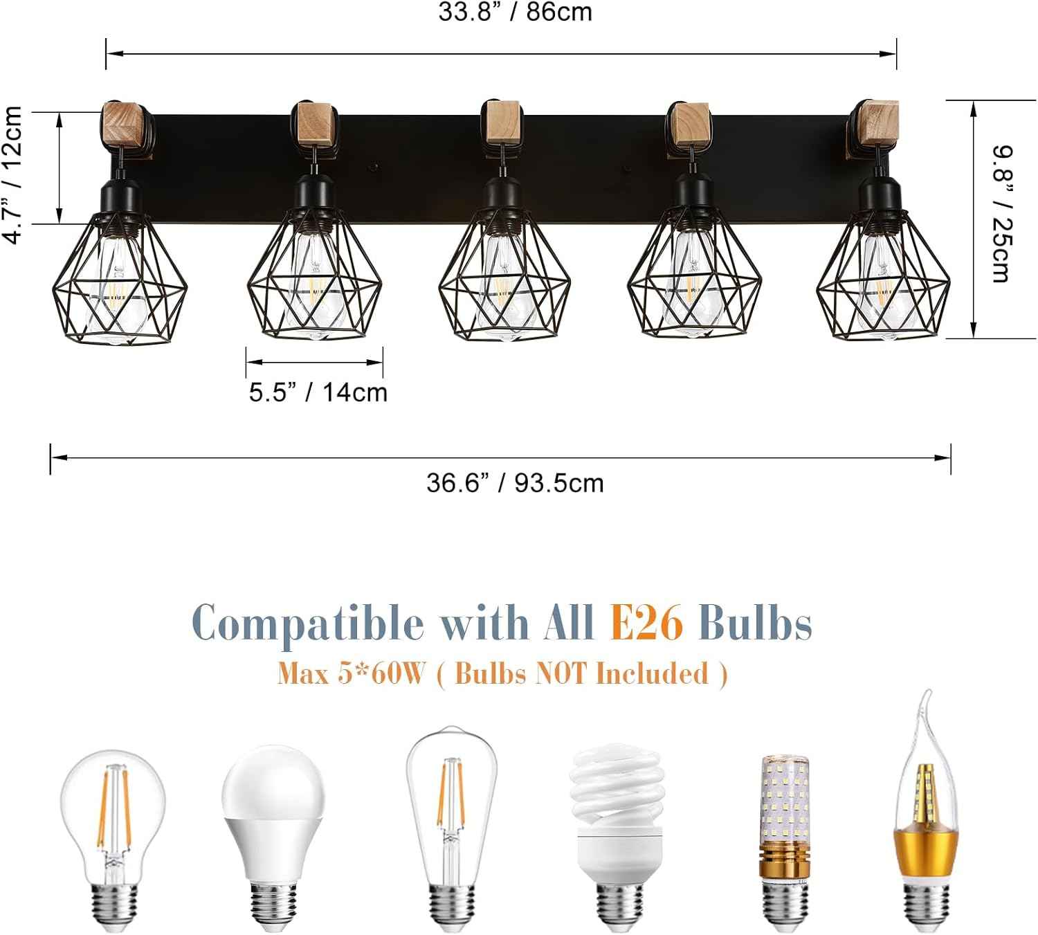 Farmhouse 3-Light Bathroom Vanity Light Fixture - Rustic White Wood Sconces for Mirror