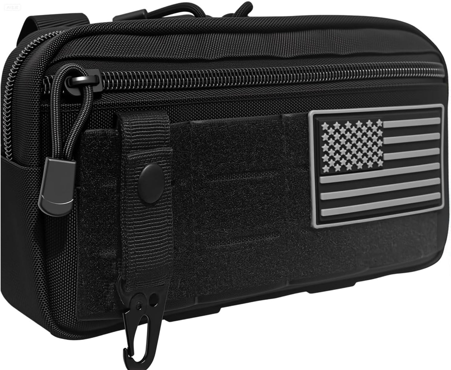 Skiennix Tactical Molle Admin Pouch - Modular EDC Utility Pouch with Map Sleeve & US Flag Patch