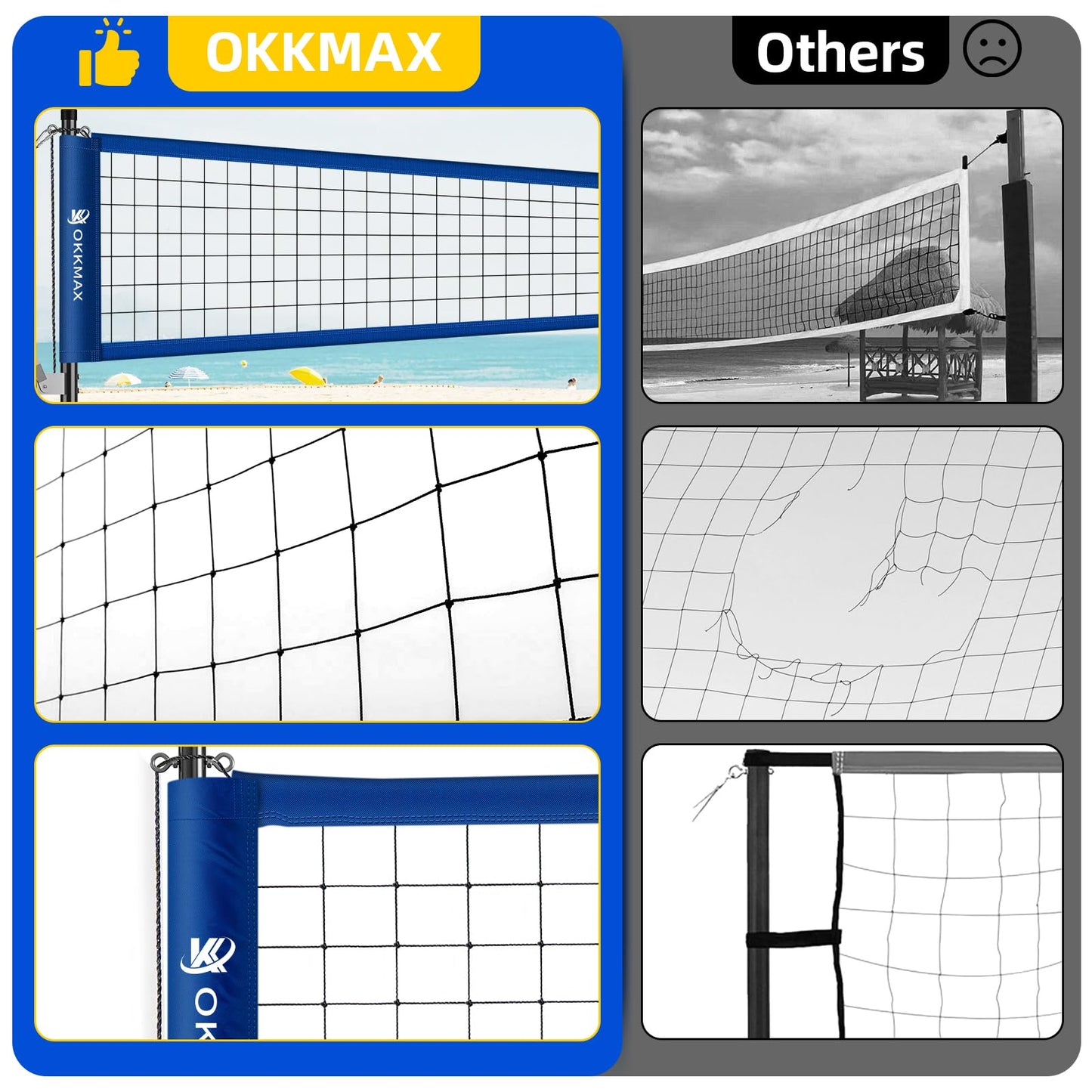 Professional Outdoor Volleyball Net Set with Adjustable Poles & Anti-Sag Design, Portable Volleyball Net Includes Beach Fixed Plate, Scoreboard, Boundary Line and Carry Bag for Backyard Beach Grass