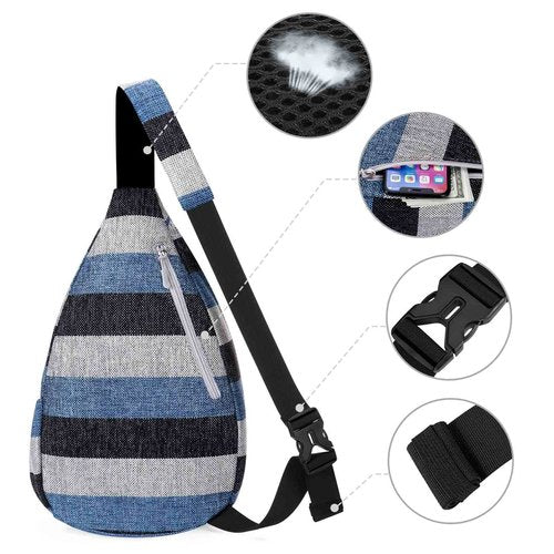 Kamo Sling Backpack Chest Shoulder Bag Crossbody Cycling Travel Hiking Daypack for Men Women With Earphone Hole