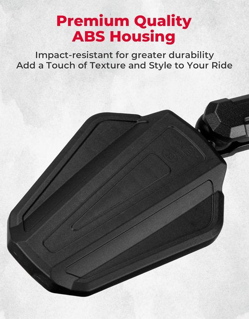KEMIMOTO Universal Adventure Motorcycle Mirrors - Adjustable M8/M10 Bolt, 360° Convex, Foldable Design