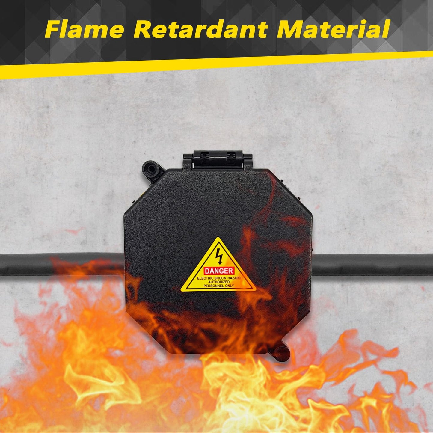 MIARALA Black Open Splice Junction Box (Single), Electrical Splice Box Wire Junction Box with Cover V0 Flame Retardant Rating(Highest Level)