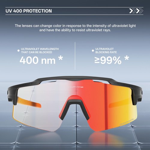 KAPVOE Photochromic Cycling Glasses UV400 Protection Mountain Bike Clear Sports Sunglasses For Men Women MTB Bicycle Riding Baseball Running Driving Fishing Golf 01 Red Black
