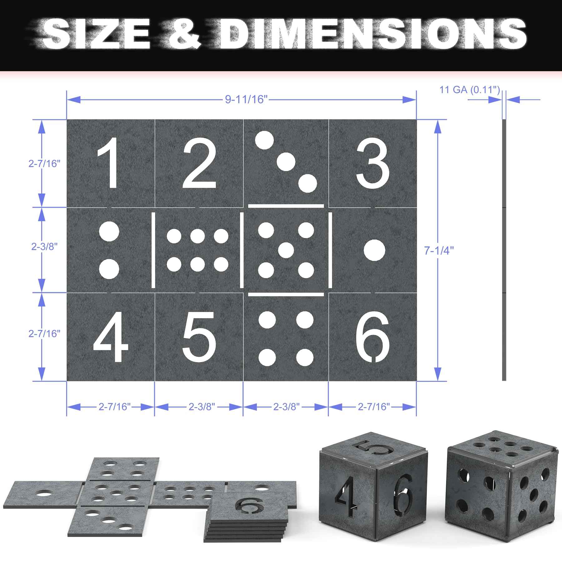 WelderElite Welding Coupons 1/8" Welding Practice Kit 11 Gauge Beginners Welding Mild Steel Sheet Can Be Used to Make 3 Dice and 1 Cube Frame