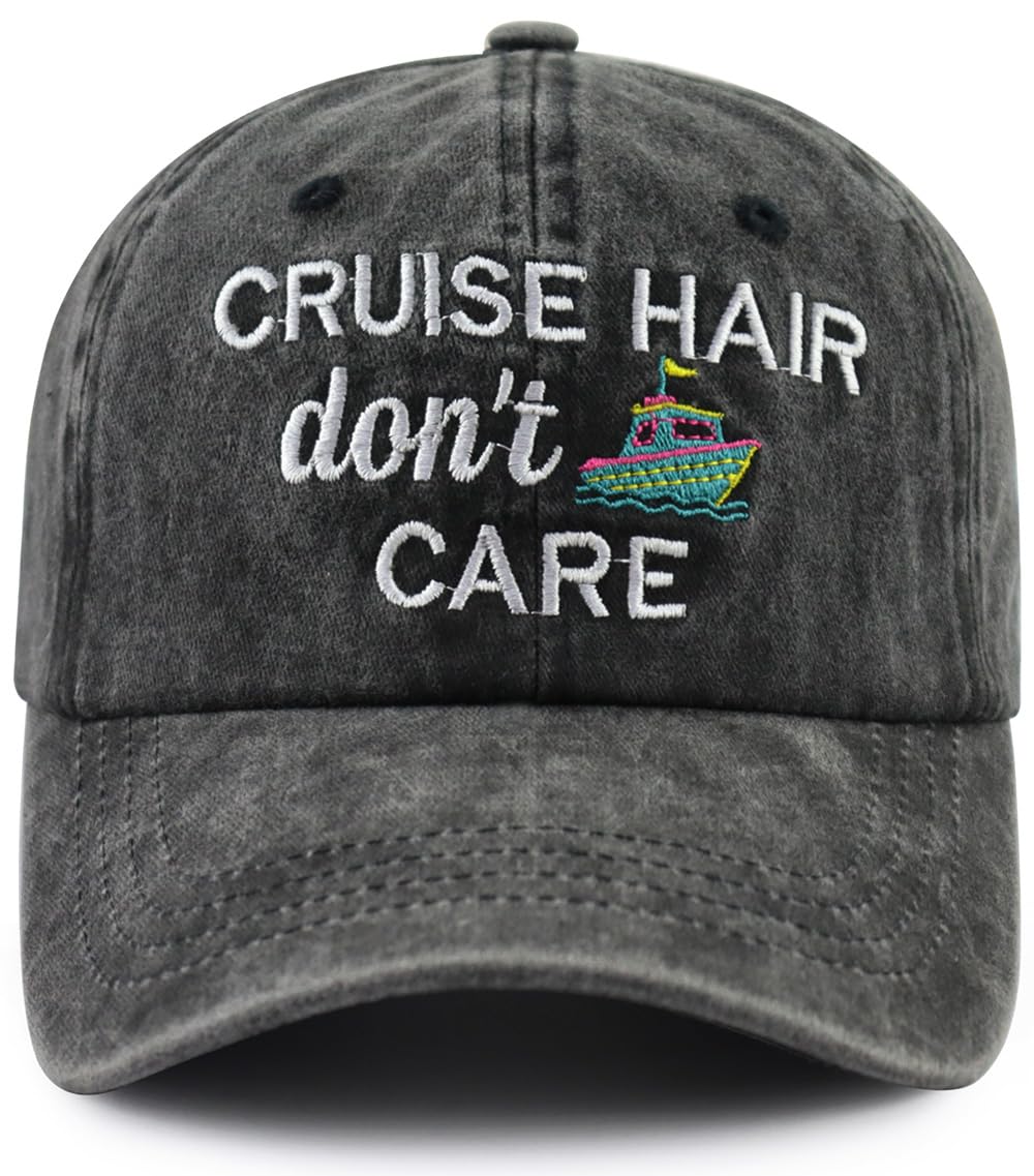 VIPCapz Cruise Hats for Women Men, Boat Accessories Captain Hat, Nautical Decor Baseball Cap, Christmas Birthday Cruise Gifts for Boater Sailor Skipper Friend Black