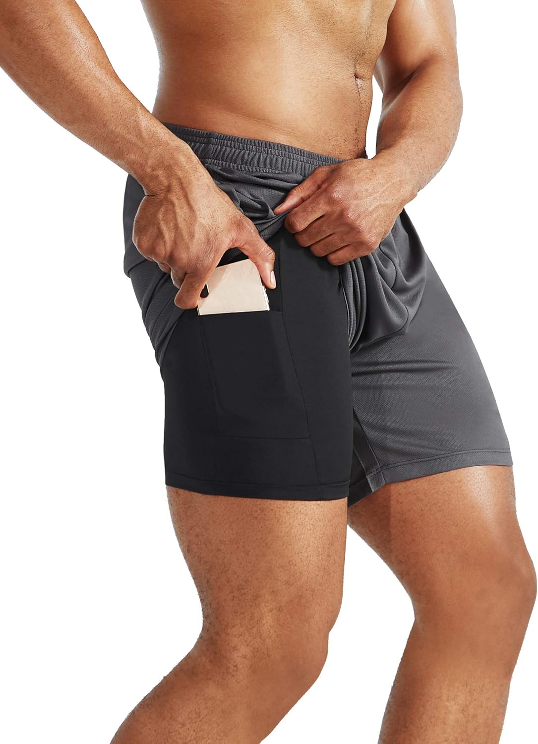 NELEUS Men's 2-in-1 Running Shorts - Dry Fit Workout Shorts with Pockets for Comfort & Performance
