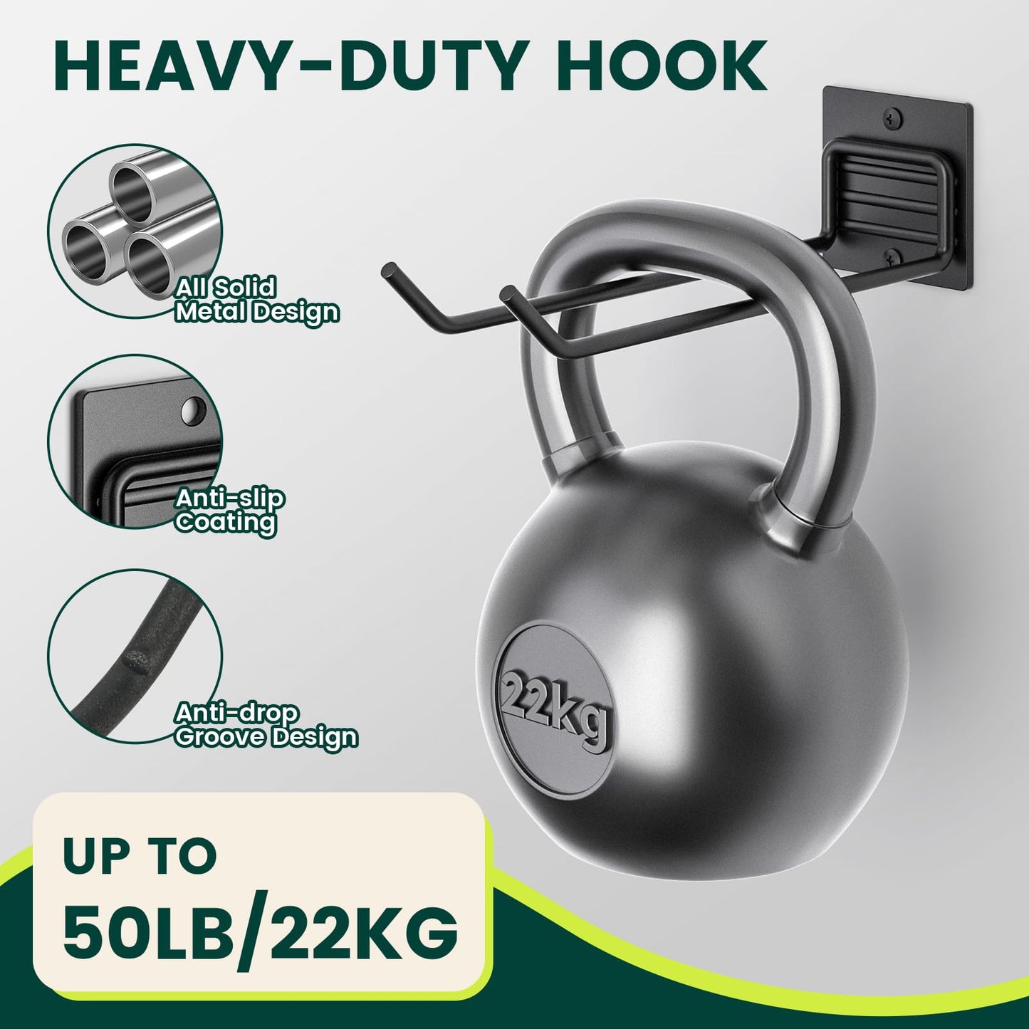 zacurter Wall Mount Garage Tool Organizer Storage Hook for Yard Shed, Garden Tool Holder Organizer Rack, Metal Garage Garden Tool Hanger for Lawn Organizer Holds Shovel,Rakes,Brooms,Hoses 4 Pack