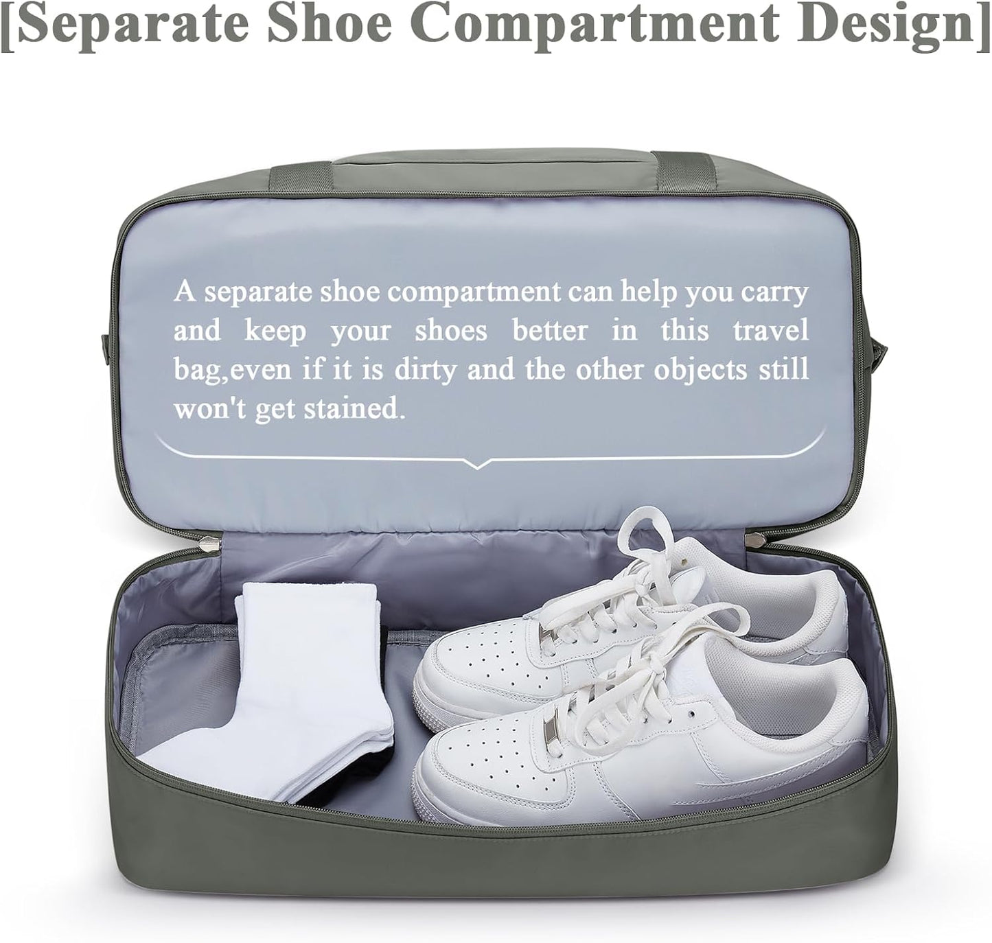 Skiennix Travel Duffel Bag - Shoes Compartment & Carry-On Design | Perfect for Weekend Getaways 18x14x8