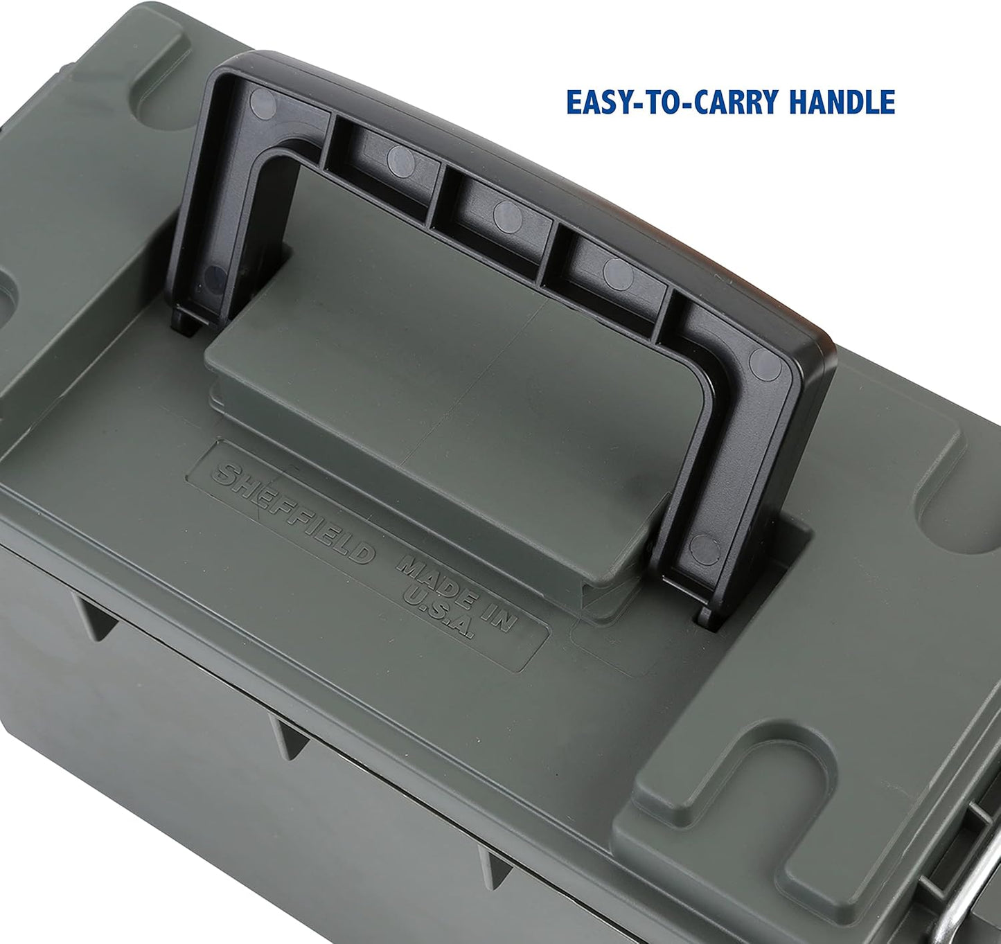 Sheffield Ammo Storage Box - Stackable .30 Cal Field Boxes | Water & Dust Resistant, Lockable, Green (Pack of 6)