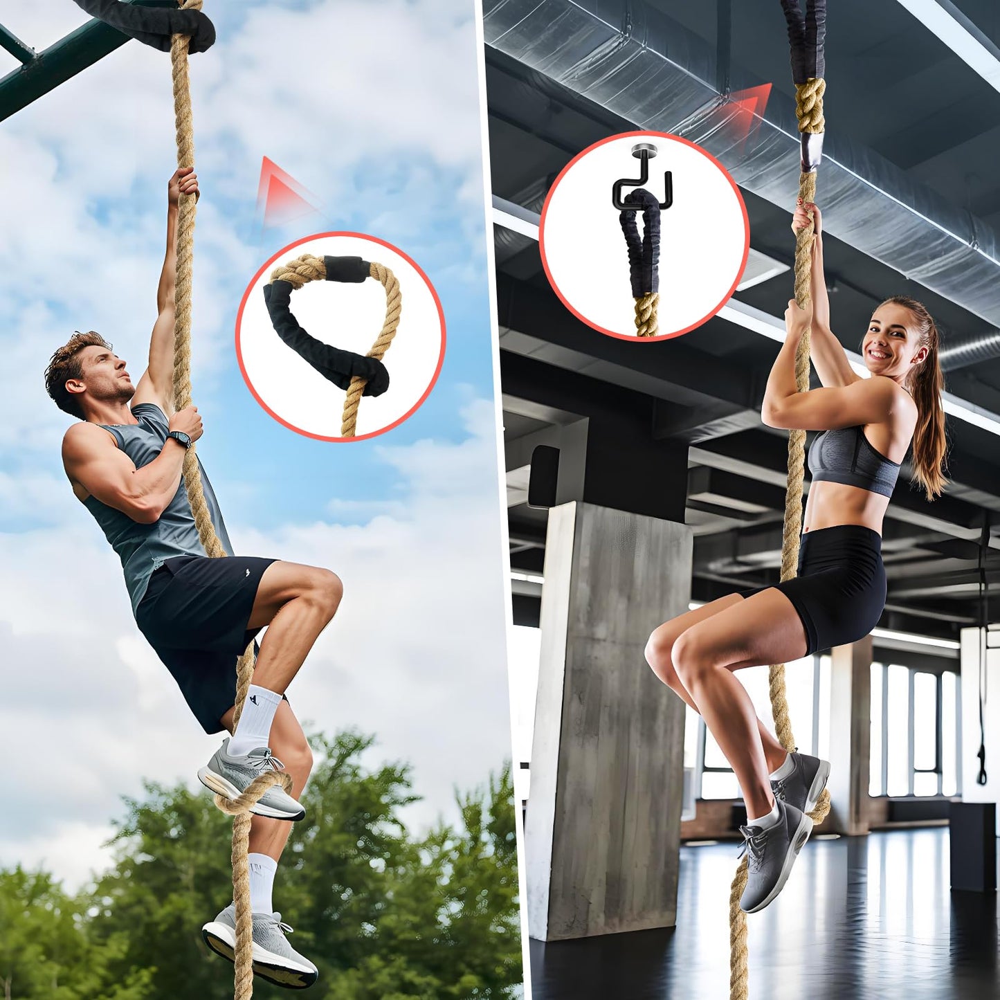 Brobantle Workout Fitness Climbing Rope 30ft, 1.5" Diameter Gym Climbing Rope for Strength Training,Exercise Climbing Rope for Adults Outdoor Indoor