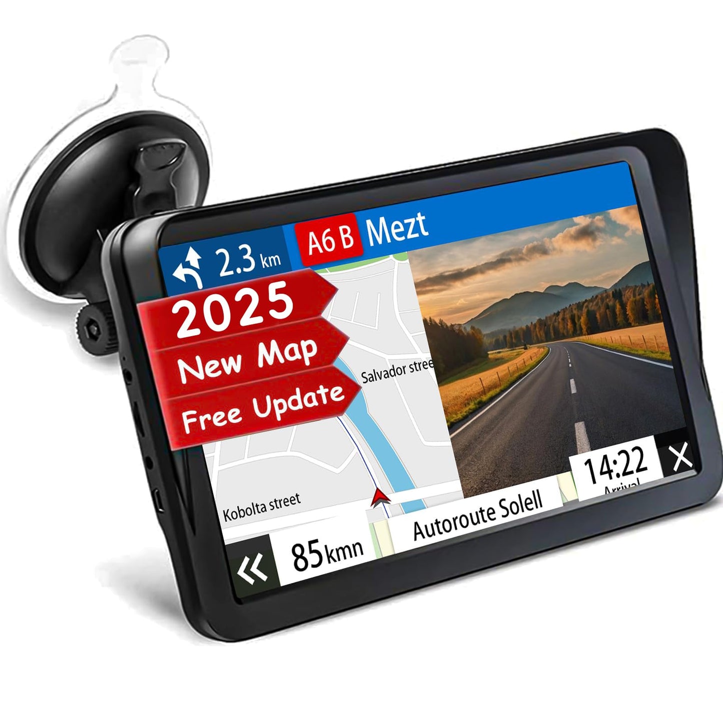 GPS Navigator for Car, Truck GPS 9 Inch Touch Screen, Latest 2025 Maps for Car GPS, RV GPS Support Voice Turn-by-Turn Guidance, Speed and Red Light Warning, Custom Truck Routing