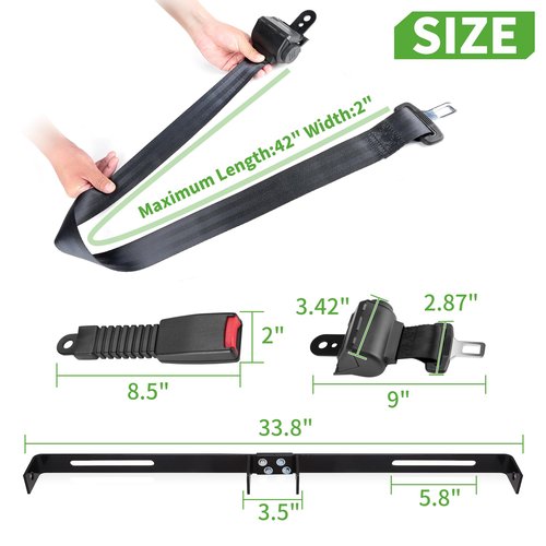 10L0L Universal 4 Passenger (2+2) Golf Cart Seat Belt Kit for EZGO, Yamaha, Club Car, Fits Front Rear Seat, with Bracket
