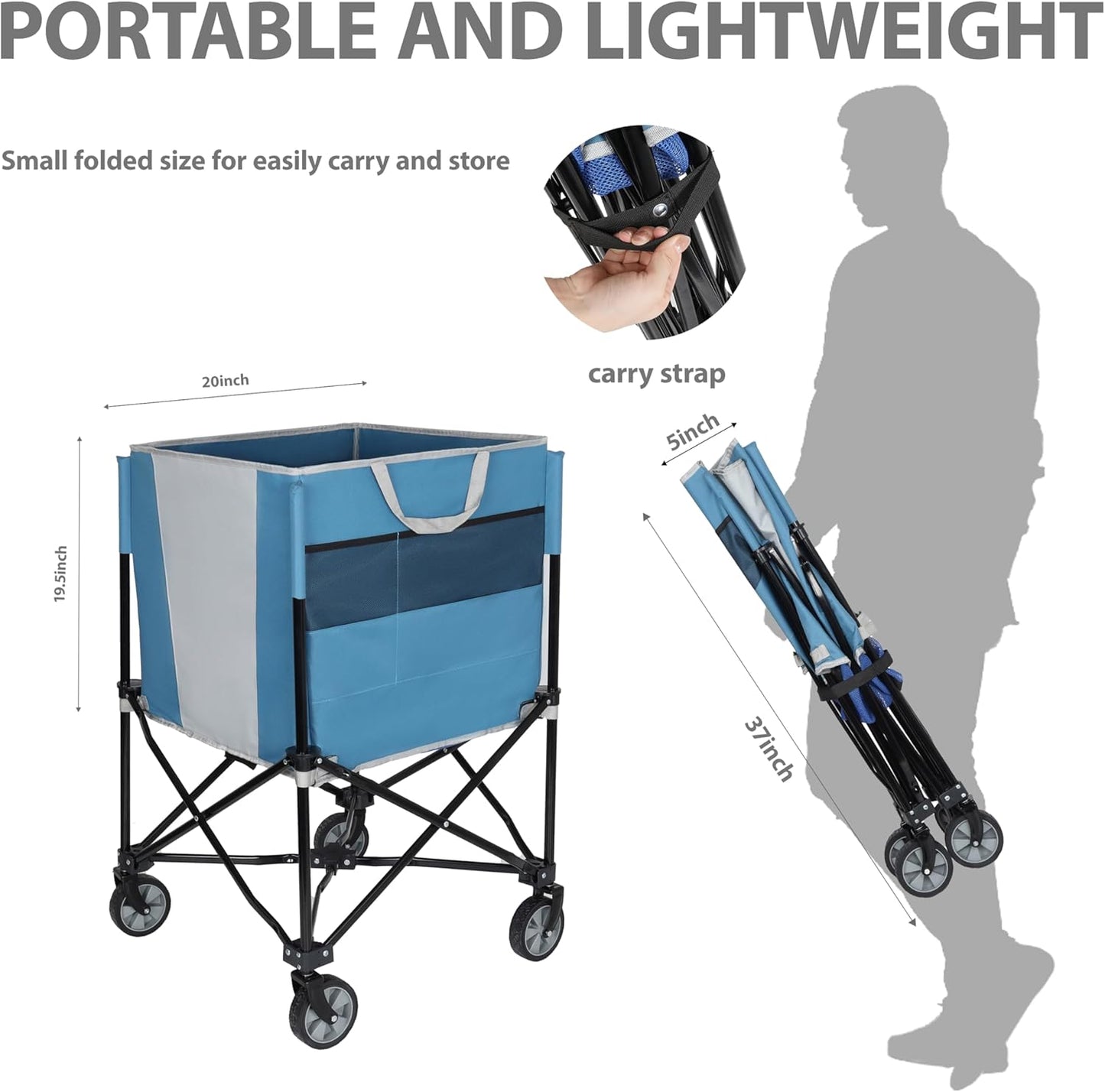 ZeHuoGe Rolling Ball Storage Cart - Collapsible Organizer with Wheels for Sports Equipment | Multi-Sport Family Gym