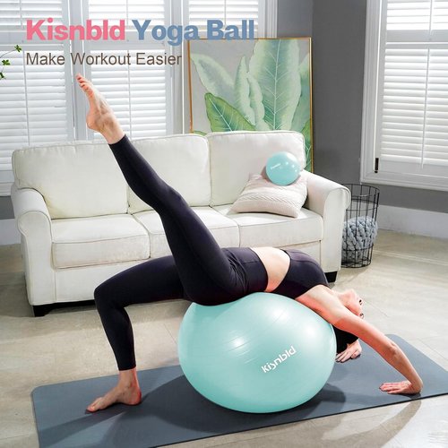 Kisnbld Exercise Ball - Extra Thick Anti-Burst Yoga & Stability Ball | 4 Sizes with Foot Pump for Home & Gym