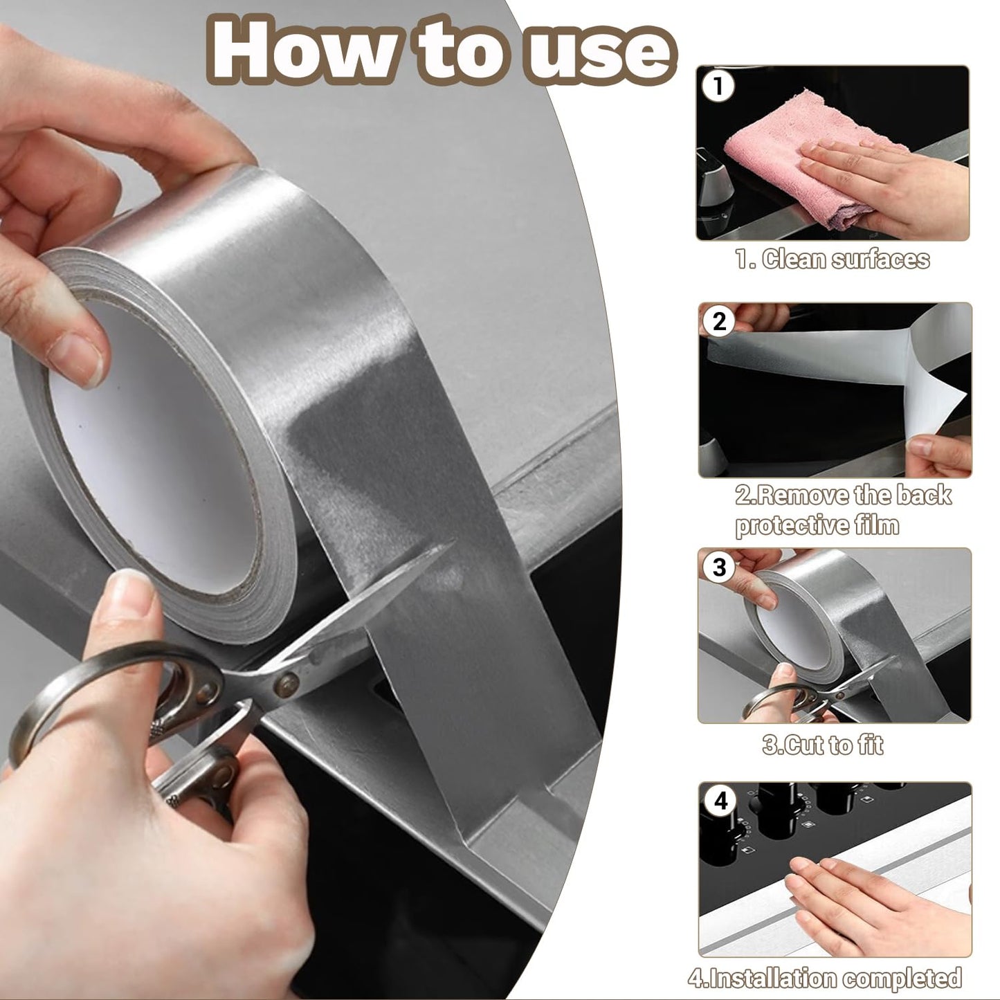 Qoqooice Aluminum Foil Heavy Duty Silver Duct Tape 2 Inch 99Ft 3.9 Mils High Temperature Sealing and Patching for HVAC Air Ducts Metal Repair Foamboard Insulation Dryer Vent and More