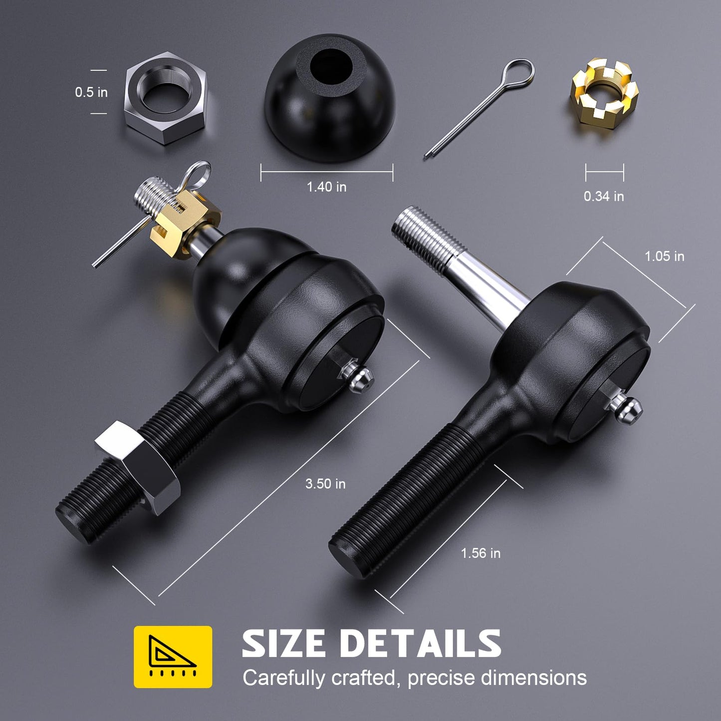 Golf Cart Ball Joint, Set of (3) Tie Rod End with grease for Club Car DS Gas & Electric 1976-2008, Club Car DS Ball Joint , Left-Hand Ball Joints*2,OEM# 7540, Right-Hand Ball Joints*1,OEM# 7539