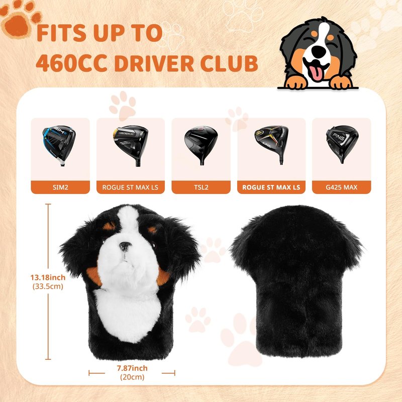 Craftsman Golf Bernese Mountain Dog Plush Animal Driver Cover Headcover Golfer Gift