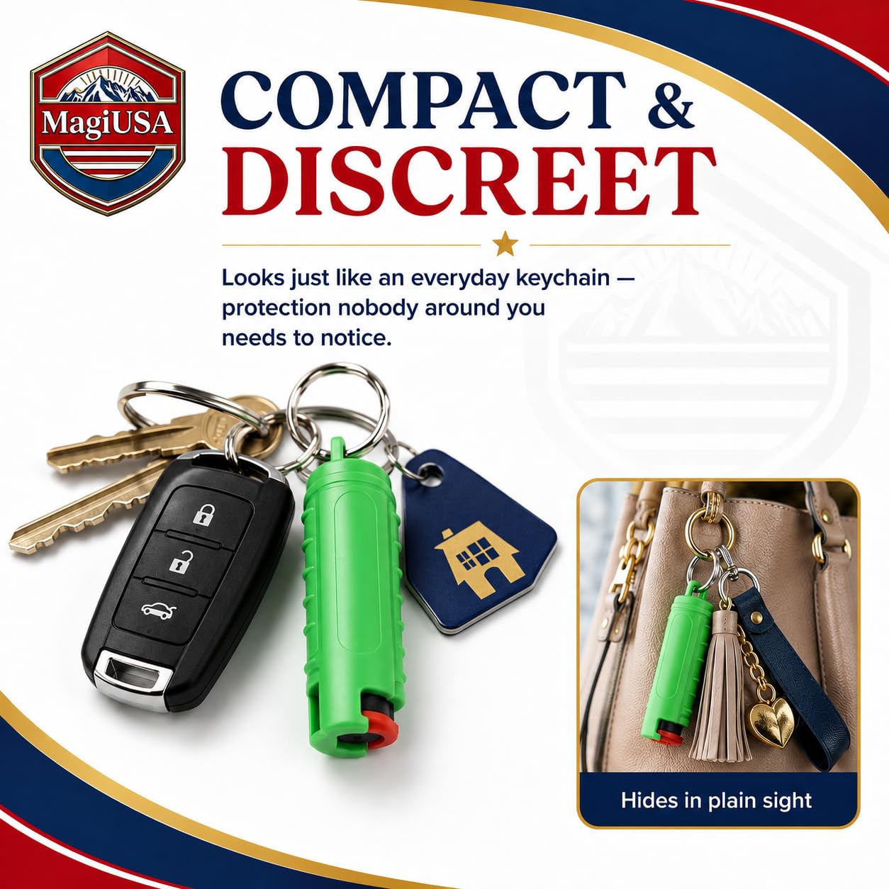 MagiUSA 8 Pack Pepper Spray Keychain for Self Defense, Multi Color
