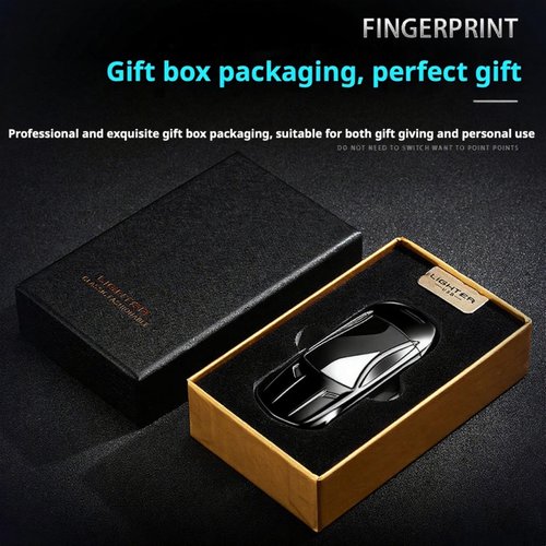 Electric Rechargeable Dual Arc Plasma Lighter for Men- USB Electronic Windproof Flameless Cool Lighter with LED Battery Indicator, Pocket Metal Unique Cute Mini Car Shape for Candles & Camping