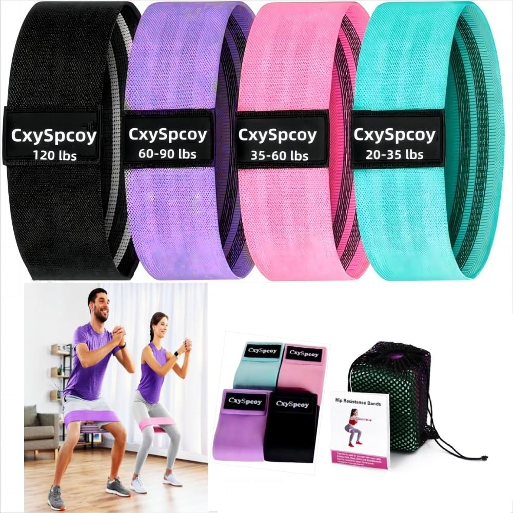 CxySpcoy 4 Levels Booty Resistance Bands Upgrade for Hips & Thigh Glutes, Pilates, Leg Butt Stretch Upgrade for Women and Men Elastic Fabric Set Working Out