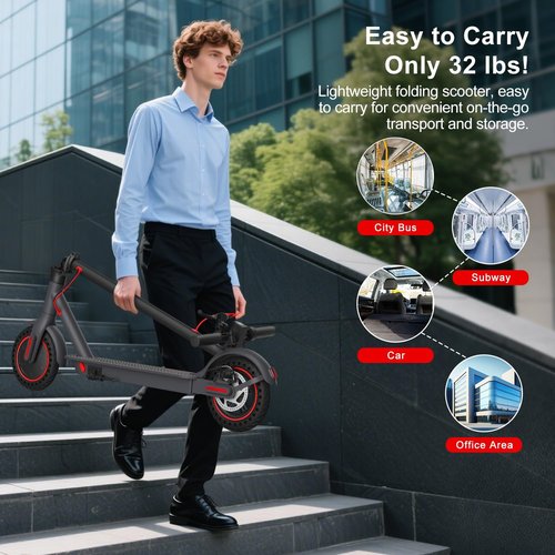 **Skiennix Electric Scooter - 500W Power, 18MPH, 12-18 Miles Range, Foldable Design, Dual Braking**