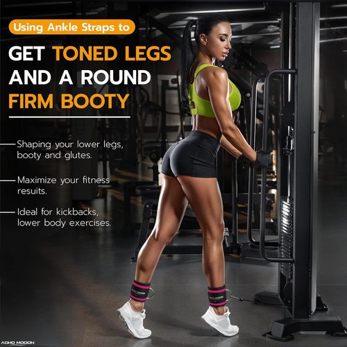Comfortable Adjustable Ankle Straps - Glute Cuff for Cable Machines | One Size Fits All