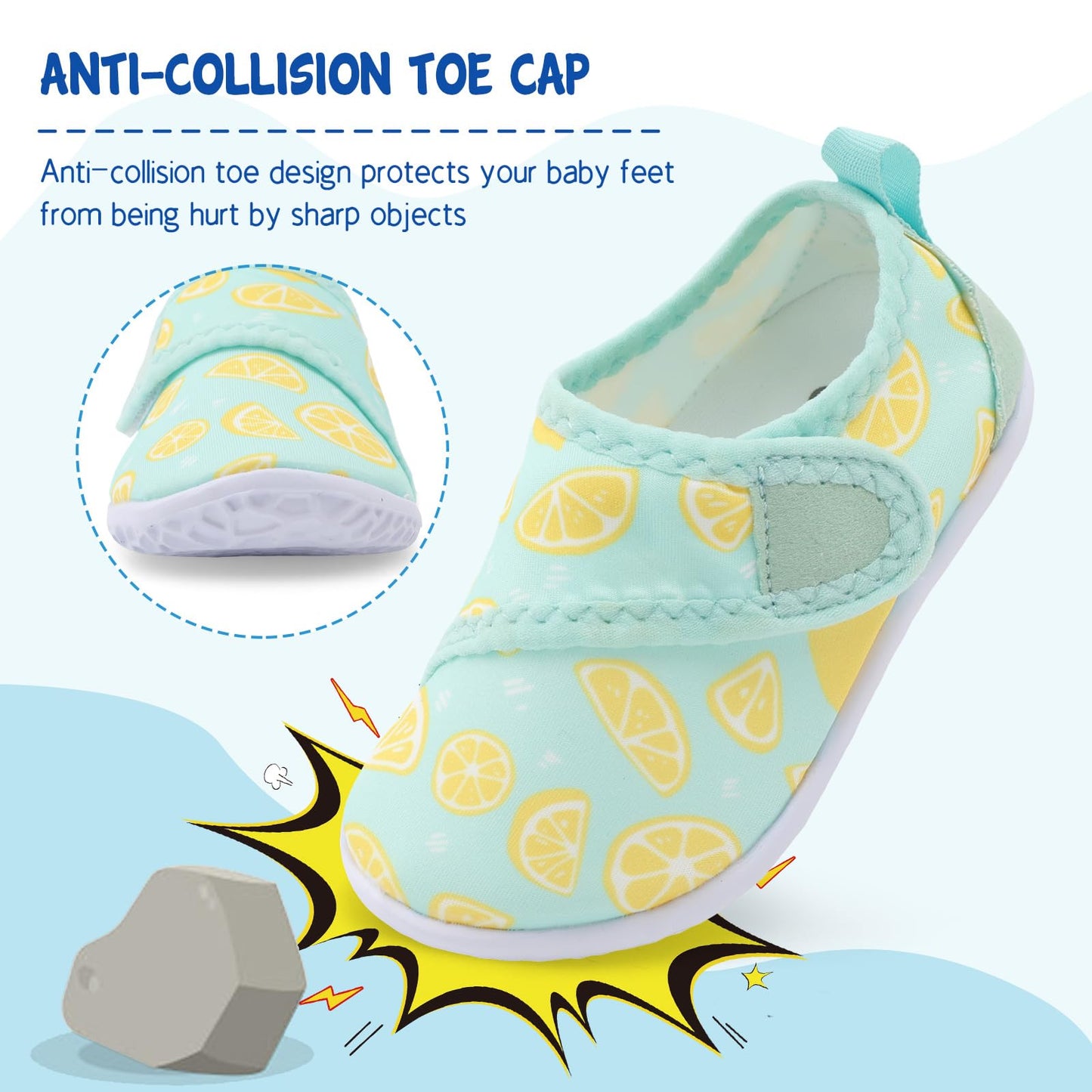 LeIsfIt Toddler Water Shoes Boys Girls Barefoot Aqua Socks Kids Breathable Quick-Dry Swim Shoes for Beach Pool Surf, Green Lemon, 6 Toddler
