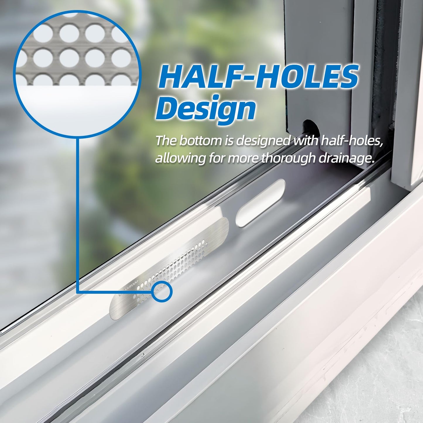 25PCS 304 Stainless Steel More Durable Window Weep Hole Screen Patch Drain Quickly PET Self Adhesive More Sticky & Waterproof (2.36in*0.39in(6cm*1cm))