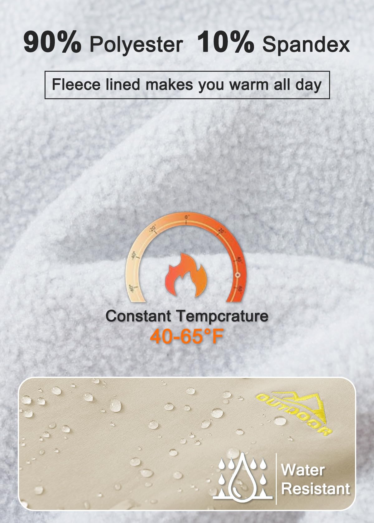 MAGCOMSEN Womens Ski Pants Waterproof Insulated Hiking Pants Cold Weather Thermal Warm Fleece Lined Winter Pant Beige L