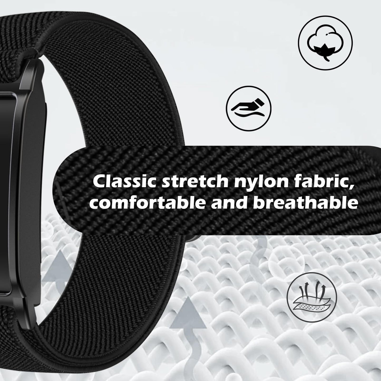 Anpzband Nylon-Strap Compatible-With Whoop-4.0 Band - Adjustable- Breathable Replaceable Wristband, Stretchy Sports Bands for Men Women, 24cm Wristband for Hiking/Running/Outdoor