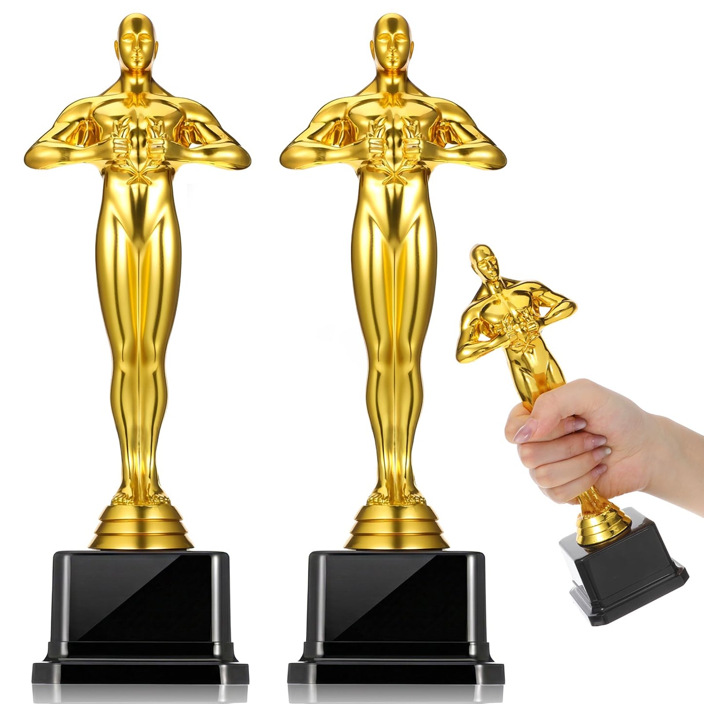 Xosjska 10'' Gold Award Trophy, 4 Pack Plastic Gold Award Trophies Oscar Trophy for-Award Ceremony,Celebration Competition,Events, Sports, Party Decorations,Ceremony and Appreciation Gift