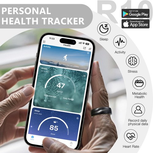 EOGBM Smart Health Ring Sleep Health Tracker for Women Men with Heart Rate, Blood Oxygen, Sleep Monitor, Steps,Calories, 5ATM Waterproof for iPhone/Android, No Subscription Fee (Rose Gold, 12#)