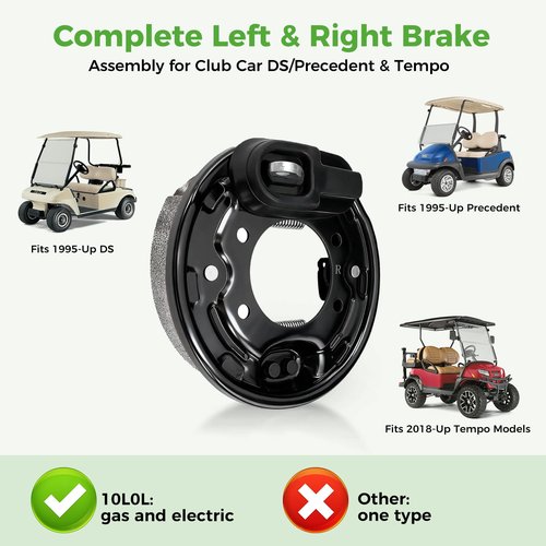 10L0L Brake Assembly for Club Car, Complete Left & Right Rear Brakes Compatible with Club Car DS/Precedent 1995-Up & Tempo 2018-Up, Golf Cart Brake Cluster Kit, Replaces OEM 101823301 103380202
