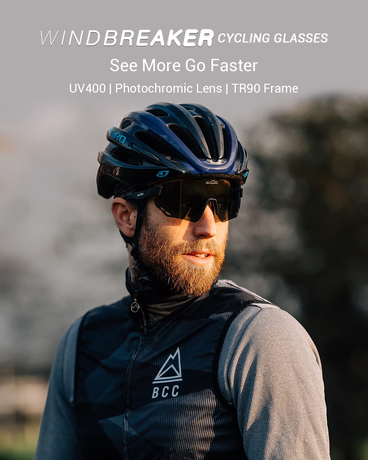 Magicshine Polarized Sports Sunglasses for Men and Women, UV 400 Protection TR 90 Frame for Cycling, MTB Biking