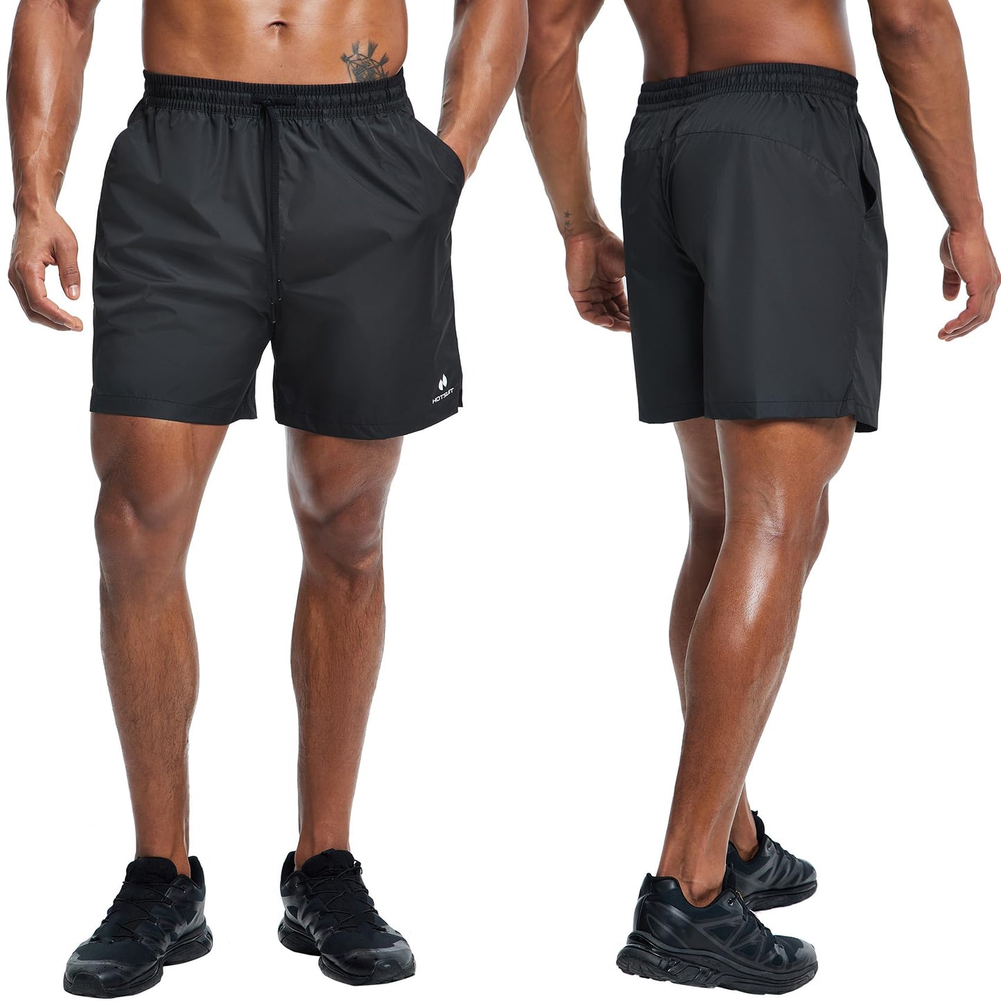 HOTSUIT Mens Sauna Shorts Sweat Sauna Pants Gym Exercise Sweat Sauna Suit Workout Shorts, Black, X-Large