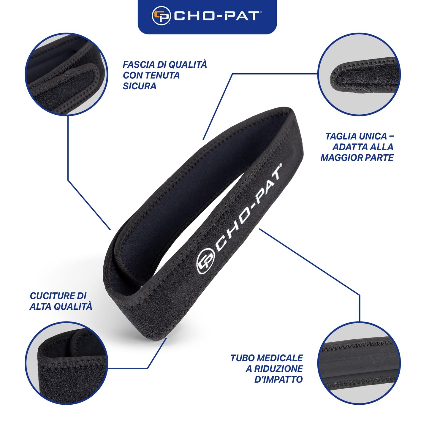 Cho-Pat Patella Knee Strap, Fully Adjustable Support for Runner’s Knee, Chondromalacia, and Knee Pain, OSFM