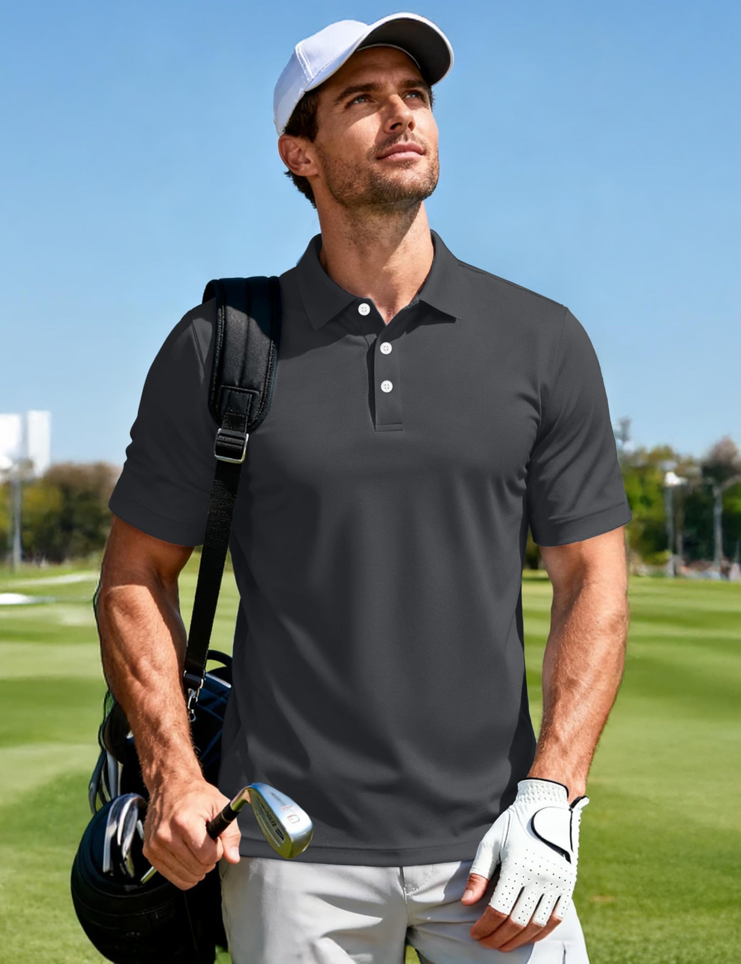 MAGCOMSEN Polo Shirts for Men Short Sleeve Performance Golf Polos Moisture Wicking Casual Collared Shirts Summer Top