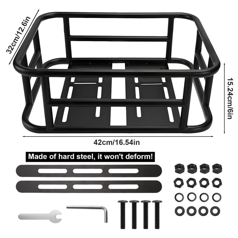 Heavy-Duty Rear Cargo Basket for Bikes & E-Bikes - Includes Waterproof Liner & Adjustable Cargo Net - Universal Fit for Most Bicycles - Perfect for Groceries, Picnic Supplies, and Pet Transport