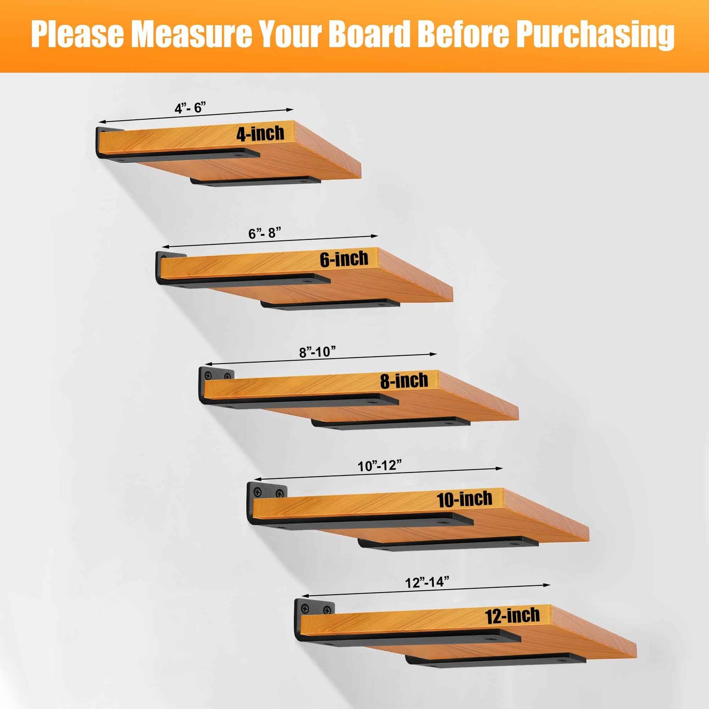 Floating Shelf Brackets 6 inch, Heavy Duty Wall Shelf Brackets 6 Pack for Shelves Support, Hidden Metal L Brackets with Mounting Hardware (1/5'' Thick)