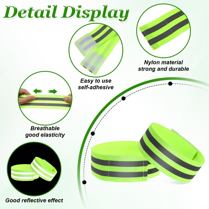 BOHUIZ 48 Pcs Reflective Bands Reflector Bands for Wrist, Arm, Leg, Ankle High Visibility Reflective Gear Safety Reflector Tape Straps for Night Running Cycling and Walking