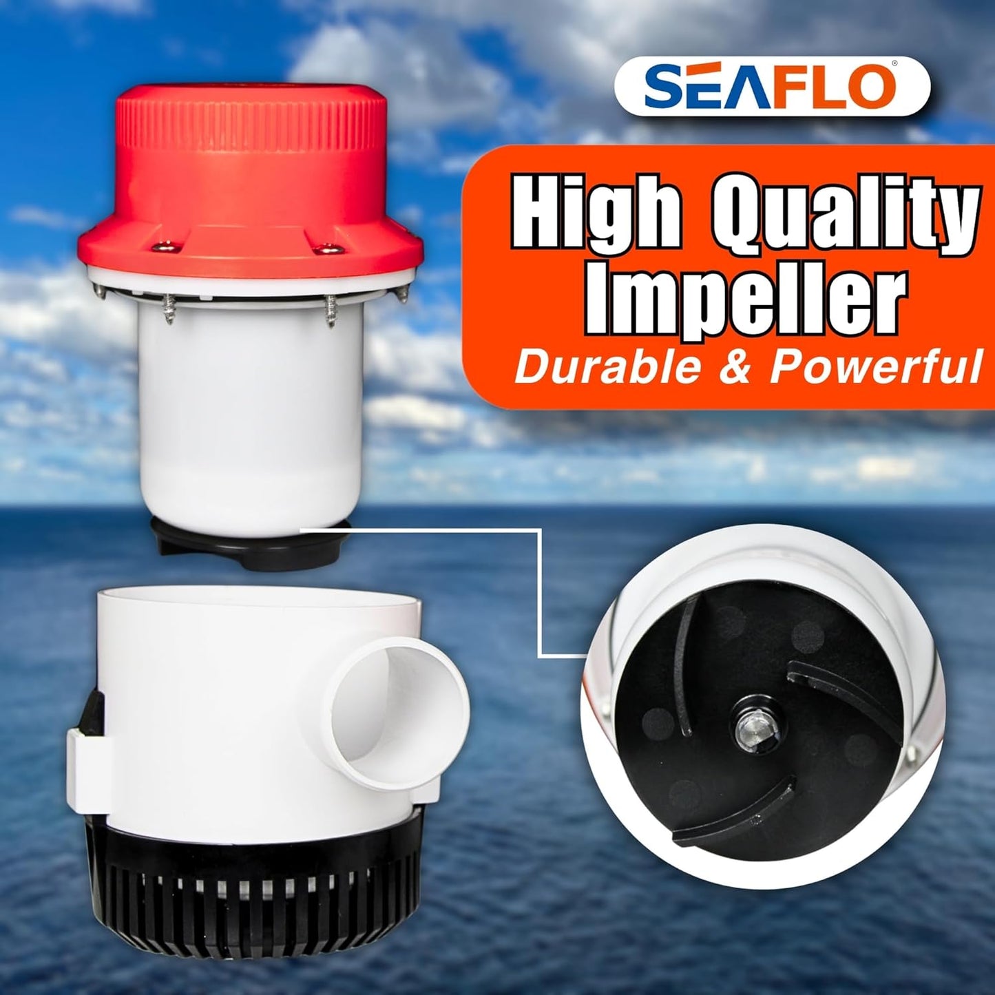 SEAFLO 01 Series 4700 GPH Bilge Pump - 12V Marine Submersible Pump with Anti-Airlock Protection & 4-Year Warranty