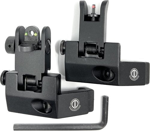 Dagger Defense Fiber Optic BUIS - Canted Iron Sights with Spring Loaded Deployment