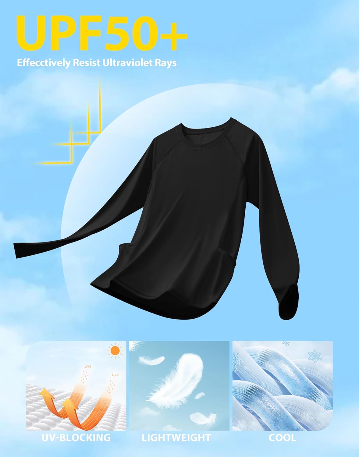 Viodia Women's Rash Guard - UPF 50+ UV Protection Long Sleeve Quick Dry Swim Shirt with Pockets