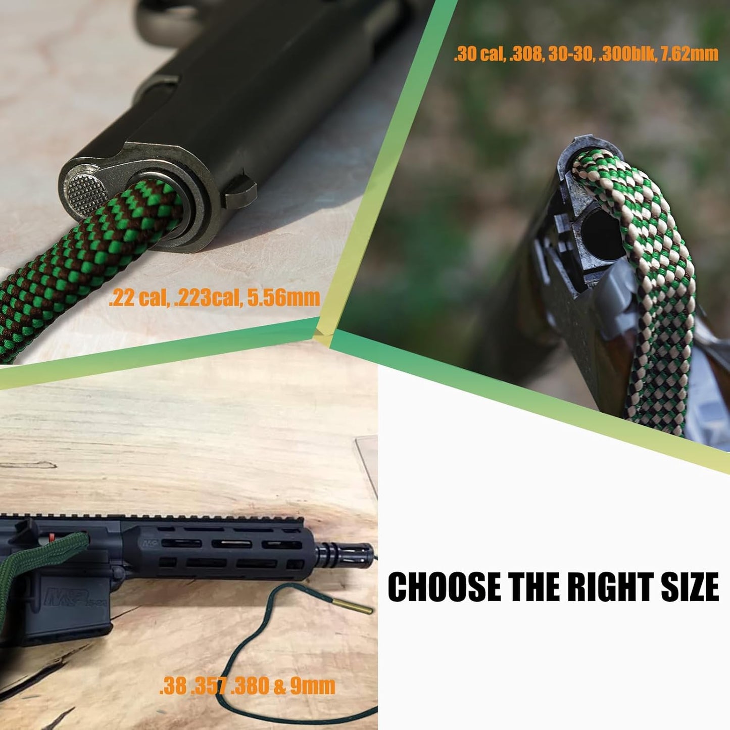 Skiennix Gun Snake Cleaner - Versatile Barrel Rope for Handguns & Rifles | .22, 9mm, .30 Caliber