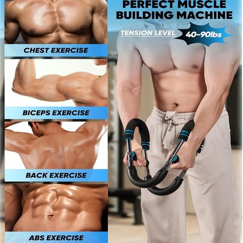Arm Trainer, Adjustable 20-110lbs Chest Workout Eauipment, Portable Arm and Chest MuscleTrainer, Gorilla Bar for Chest Workout, Upper Body Workout Equipment for Men and Women