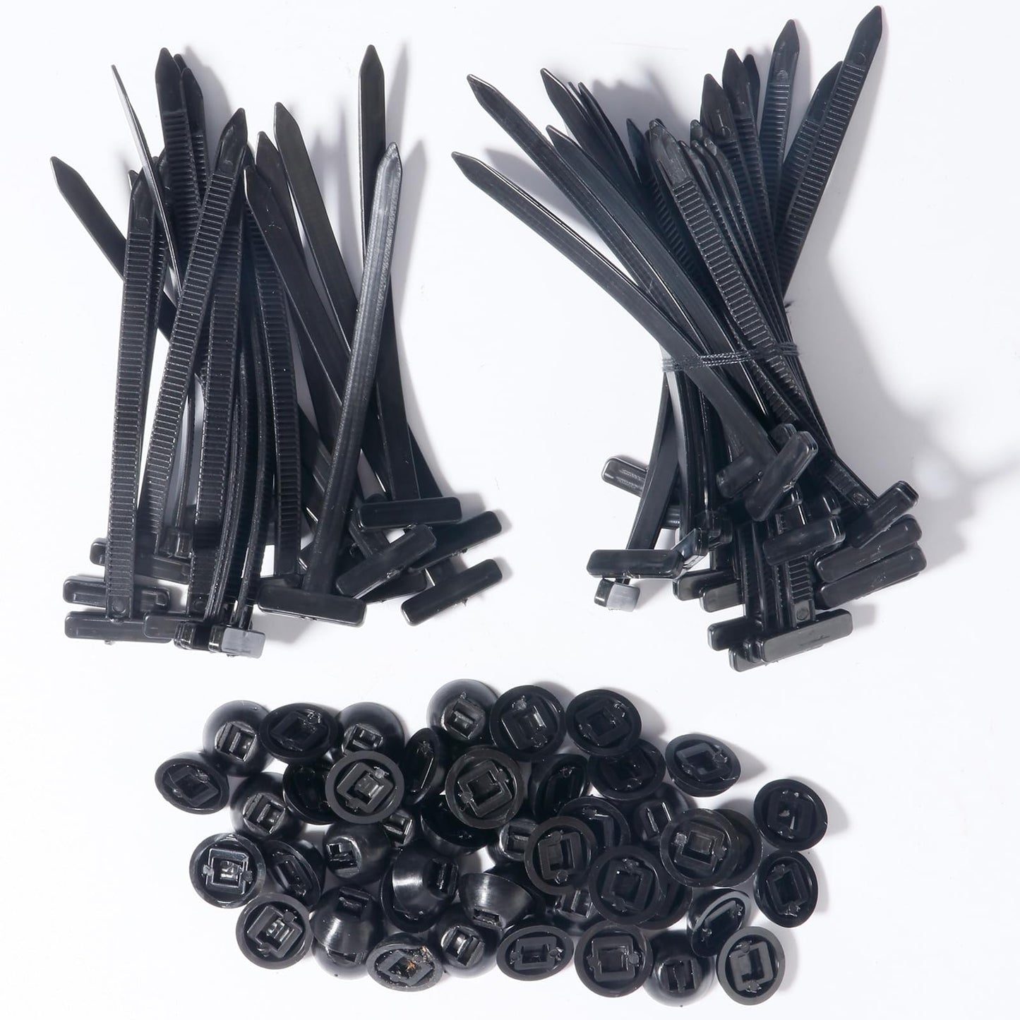 TOOVREN 100PCS Nylon Universal Cable Tie Buckle Self-Locking Design with Pin & Button, UV Resistant Cable Tie Buckles Tool for Car Daily Fixing