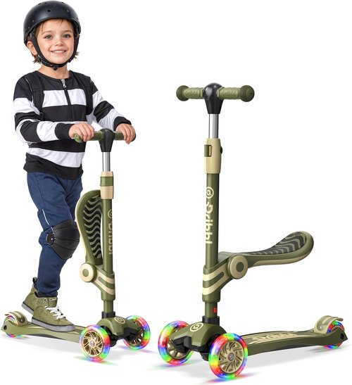 Army 3 Wheel Scooter for Kids - Light-Up Wheels, Adjustable Handlebar & Seat | Smooth Ride, No-Slip Deck