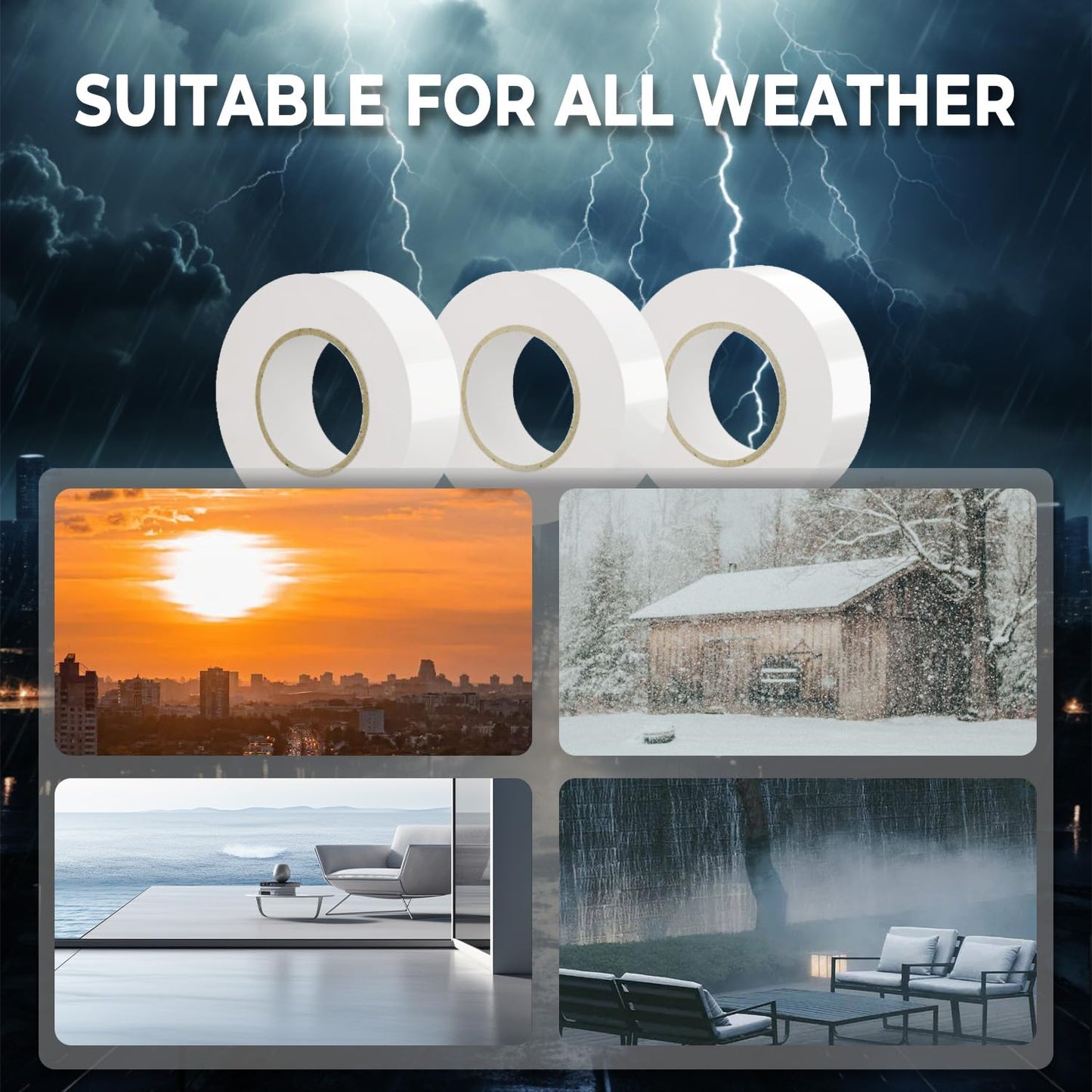 SWRT 6 Pack White Electrical Tape Waterproof, 0.7 in x 66 FT High Temp Electric Tape Under 600V for All Weather - UV Protection - Flame Retardant